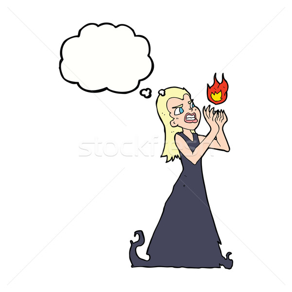 cartoon witch woman casting spell with thought bubble Stock photo © lineartestpilot