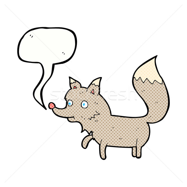 Cartoon wolf welp tekstballon hand ontwerp Stockfoto © lineartestpilot