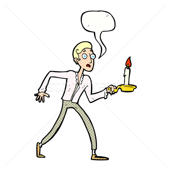 Cartoon spaventato uomo piedi candeliere discorso Foto d'archivio © lineartestpilot