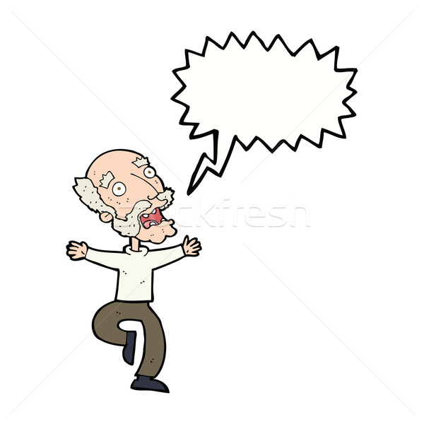 Cartoon oude man schrik tekstballon hand man Stockfoto © lineartestpilot