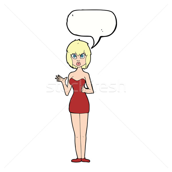 Cartoon confusi donna abito da cocktail fumetto mano Foto d'archivio © lineartestpilot