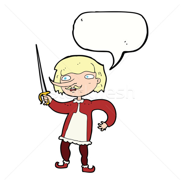 cartoon musketeer with speech bubble Stock photo © lineartestpilot