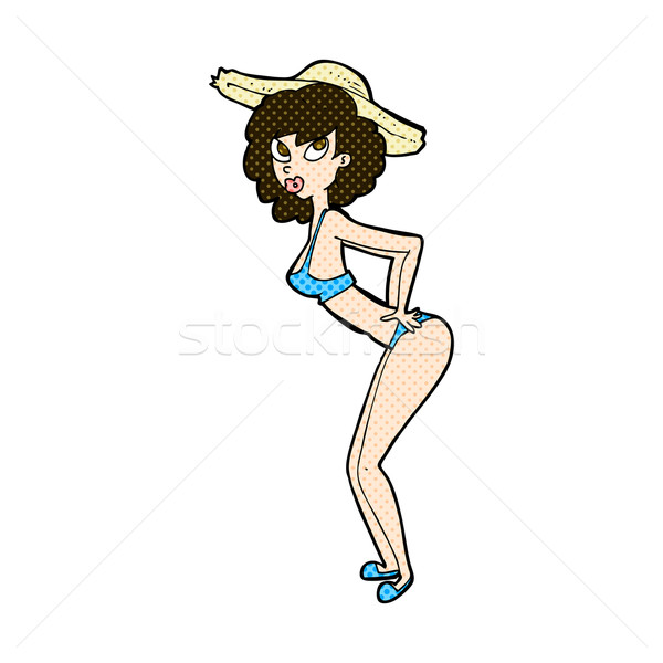 Fumetto cartoon pinup spiaggia ragazza retro Foto d'archivio © lineartestpilot