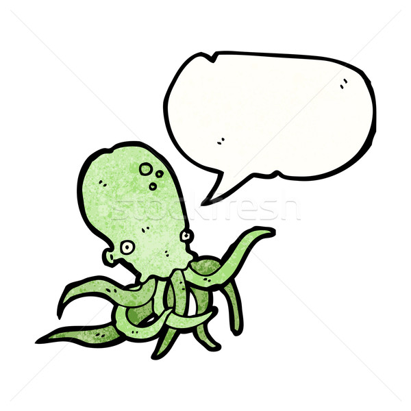 Cartoon осьминога речи пузырь текстуры стороны счастливым Сток-фото © lineartestpilot