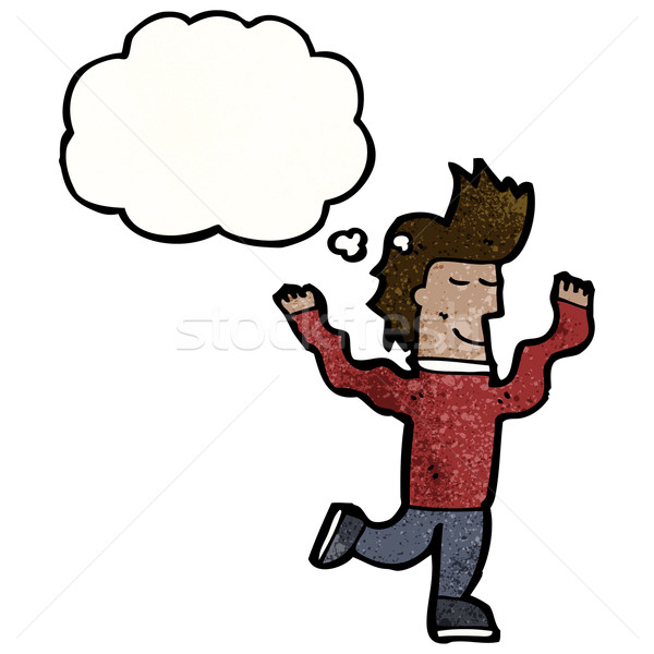 Stock photo: cartoon happy man with thought bubble