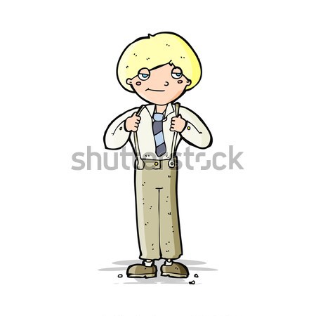 Karikatur Mann tragen Hosenträger Hand Design Stock foto © lineartestpilot
