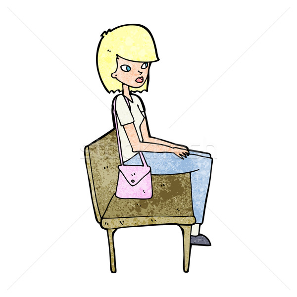 Cartoon kobieta posiedzenia ławce projektu sztuki Zdjęcia stock © lineartestpilot