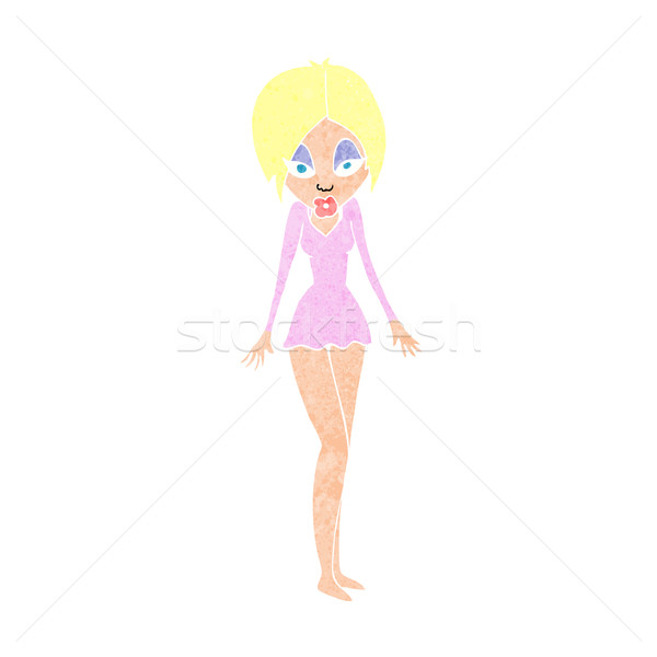 Cartoon vrouw kort jurk ontwerp kunst Stockfoto © lineartestpilot