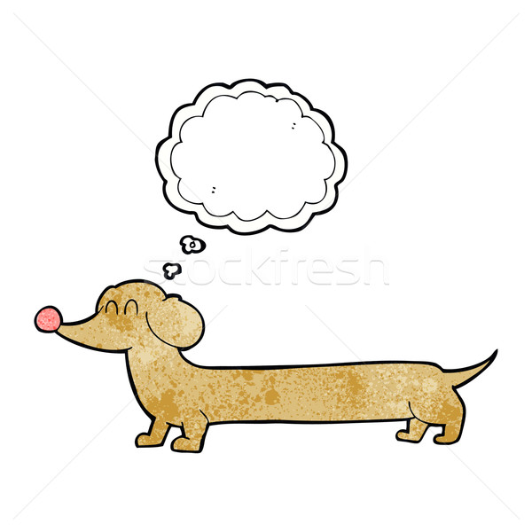 Cartoon teckel bulle de pensée main chien design Photo stock © lineartestpilot
