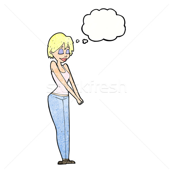 cartoon content woman with thought bubble Stock photo © lineartestpilot