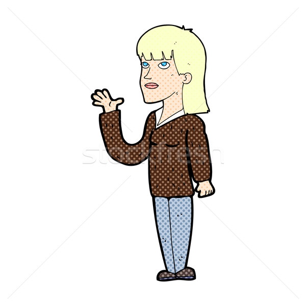 Stock photo: comic cartoon woman explaining