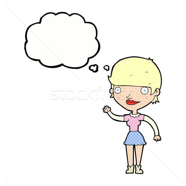 Cartoon mujer idea burbuja de pensamiento mano diseno Foto stock © lineartestpilot
