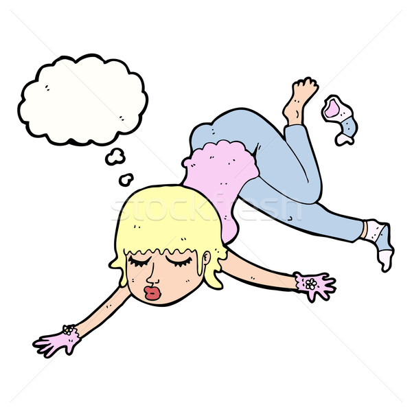 cartoon woman floating with thought bubble Stock photo © lineartestpilot