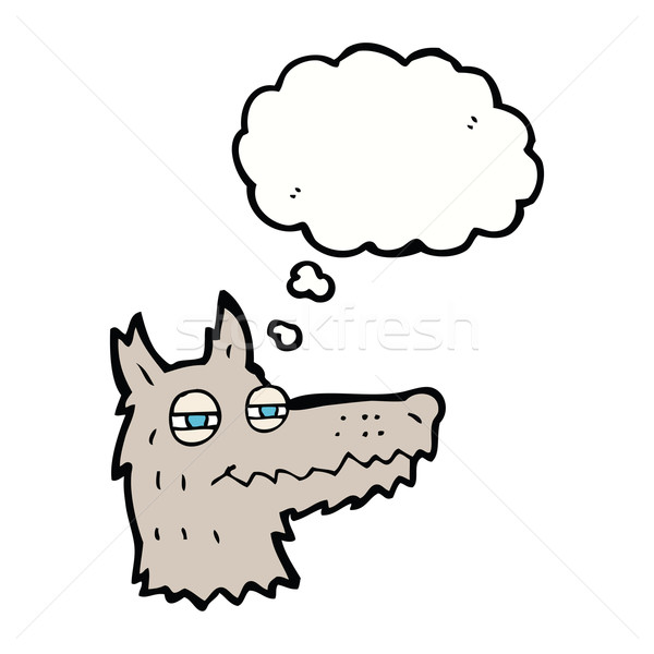 cartoon smug wolf face with thought bubble Stock photo © lineartestpilot