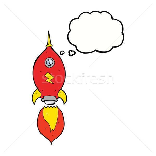 Desenho animado nave espacial balão de pensamento mão projeto espaço Foto stock © lineartestpilot