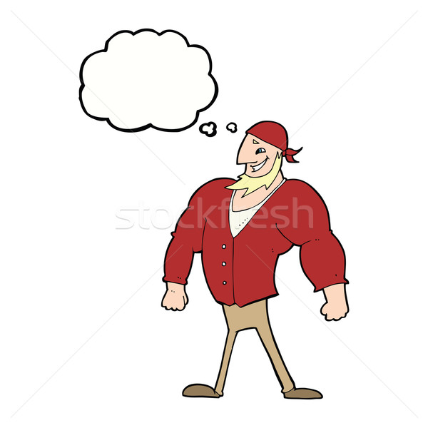 cartoon manly sailor man with thought bubble Stock photo © lineartestpilot