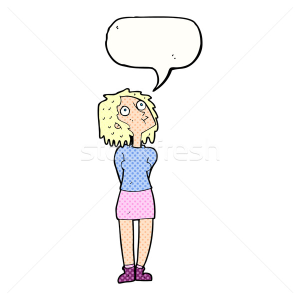 Cartoon любопытный женщину речи пузырь стороны дизайна Сток-фото © lineartestpilot