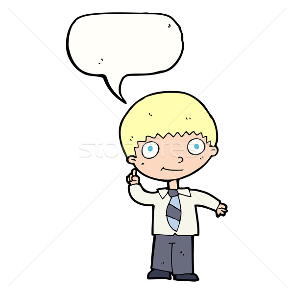 Cartoon schooljongen idee tekstballon hand ontwerp Stockfoto © lineartestpilot