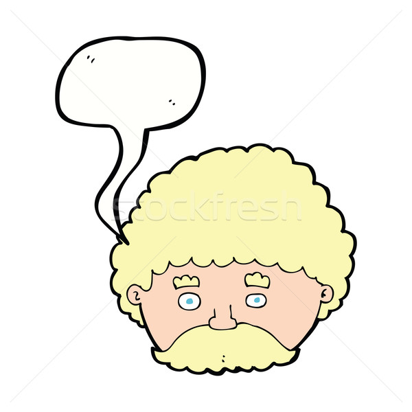 Desenho animado homem bigode balão de fala mão cara Foto stock © lineartestpilot