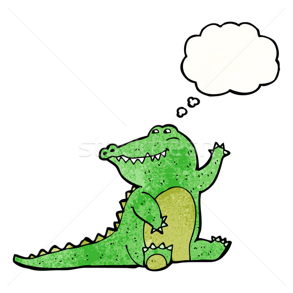Amichevole cartoon alligatore retro pensare disegno Foto d'archivio © lineartestpilot