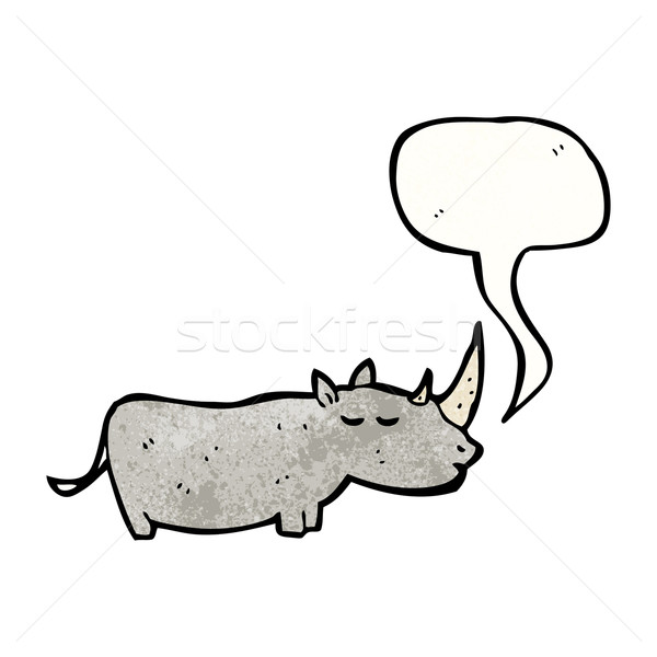 Cartoon nosorożec retro rysunek rhino cute Zdjęcia stock © lineartestpilot