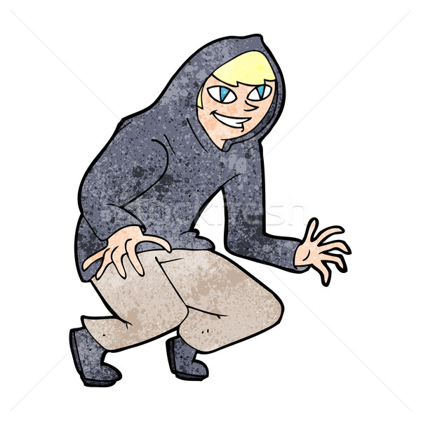 cartoon mischievous boy in hooded top Stock photo © lineartestpilot