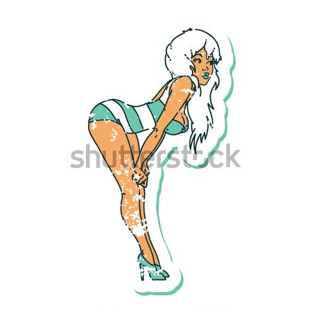 cartoon pin up girl in bikini Stock photo © lineartestpilot
