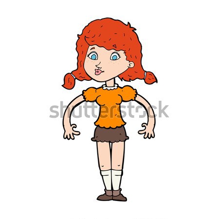 Cartoon счастливым женщину короткий юбка стороны Сток-фото © lineartestpilot