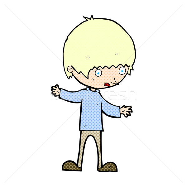 comic cartoon boy with outstretched arms Stock photo © lineartestpilot
