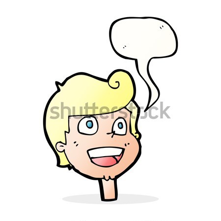 Cartoon счастливое лицо мысли пузырь стороны лице дизайна Сток-фото © lineartestpilot