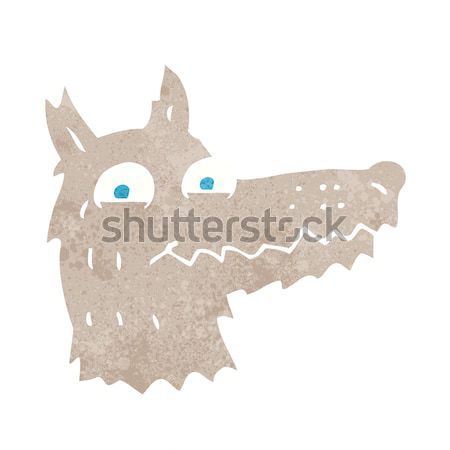 cartoon smug wolf face with thought bubble Stock photo © lineartestpilot