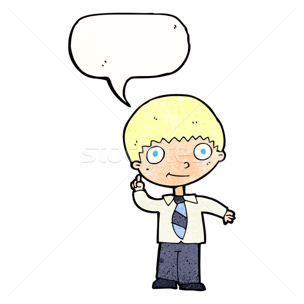 Cartoon schooljongen idee tekstballon hand ontwerp Stockfoto © lineartestpilot
