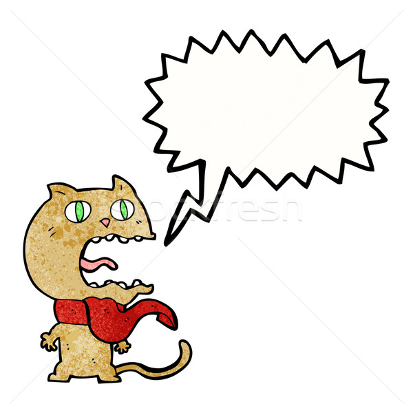 Cartoon испуганный кошки речи пузырь стороны дизайна Сток-фото © lineartestpilot