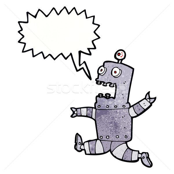 Cartoon przerażony robot dymka strony projektu Zdjęcia stock © lineartestpilot