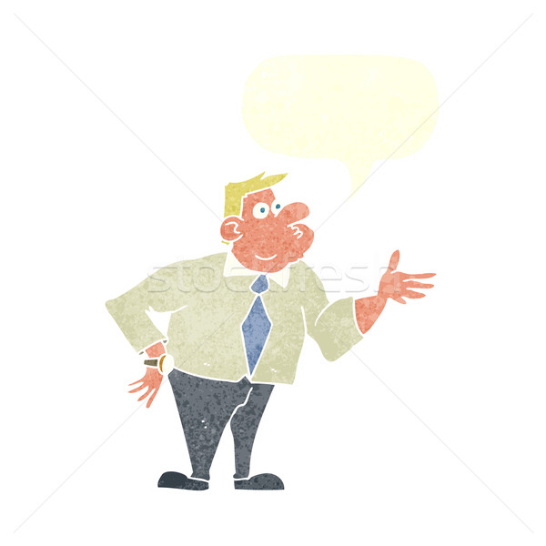 cartoon businessman asking question with speech bubble Stock photo © lineartestpilot
