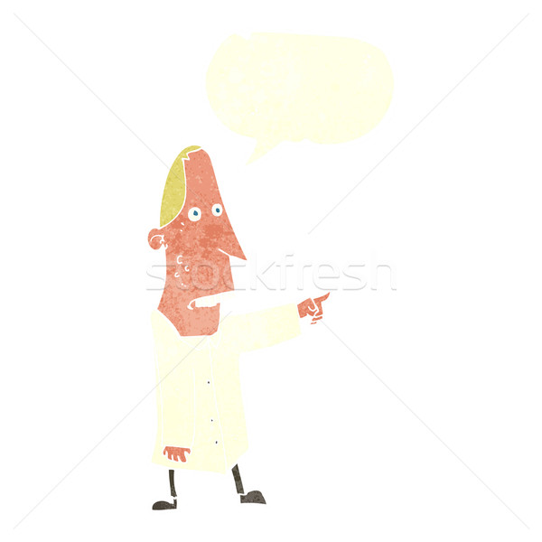 Karikatür çirkin adam işaret konuşma balonu el Stok fotoğraf © lineartestpilot