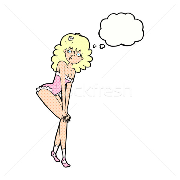 Cartoon mujer lencería burbuja de pensamiento mano diseno Foto stock © lineartestpilot