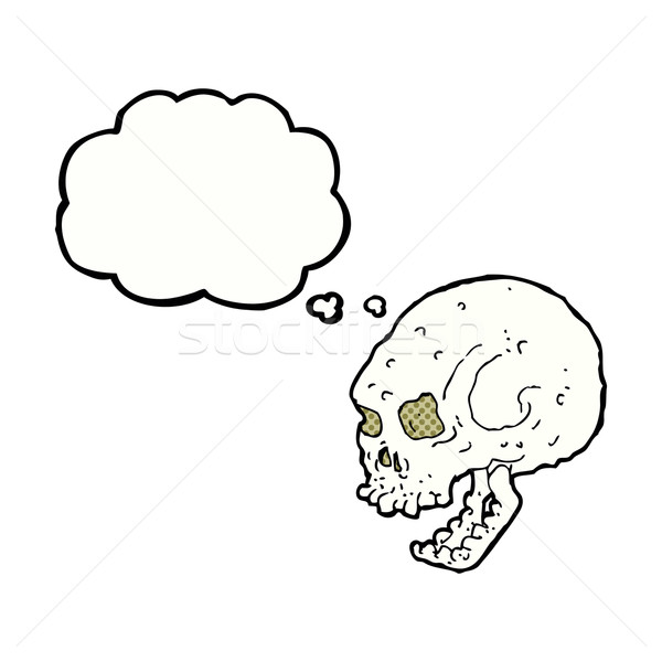 cartoon spooky skull with thought bubble Stock photo © lineartestpilot