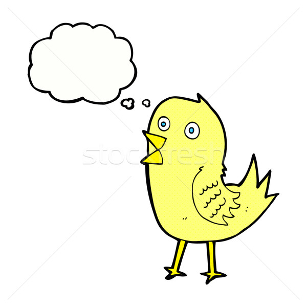 cartoon tweeting bird with thought bubble Stock photo © lineartestpilot