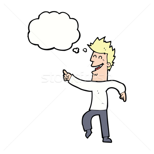 Karikatur Mann Hinweis lachen Gedankenblase Hand Stock foto © lineartestpilot