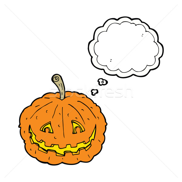 cartoon grinning pumpkin with thought bubble Stock photo © lineartestpilot
