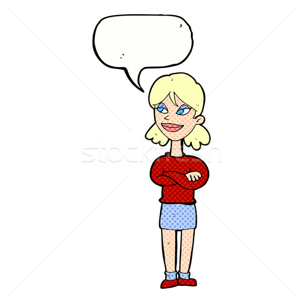 Cartoon женщину речи пузырь стороны дизайна Crazy Сток-фото © lineartestpilot