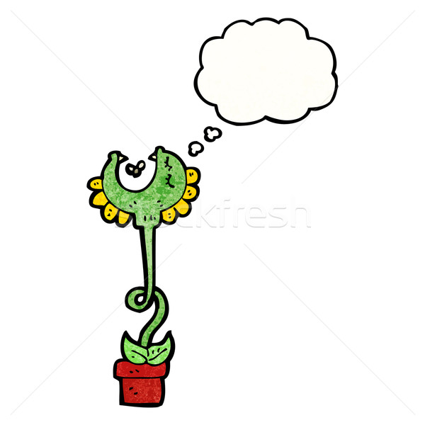 Carnívoro flor balão de pensamento retro desenho animado textura Foto stock © lineartestpilot