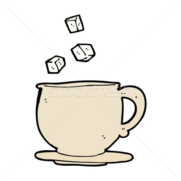 Cartoon tazza da tè zollette di zucchero design arte Foto d'archivio © lineartestpilot