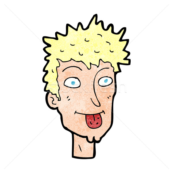 Cartoon man uit tong gezicht ontwerp Stockfoto © lineartestpilot