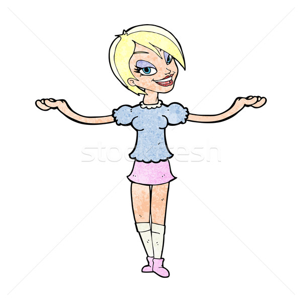 cartoon woman making open arm gesture Stock photo © lineartestpilot