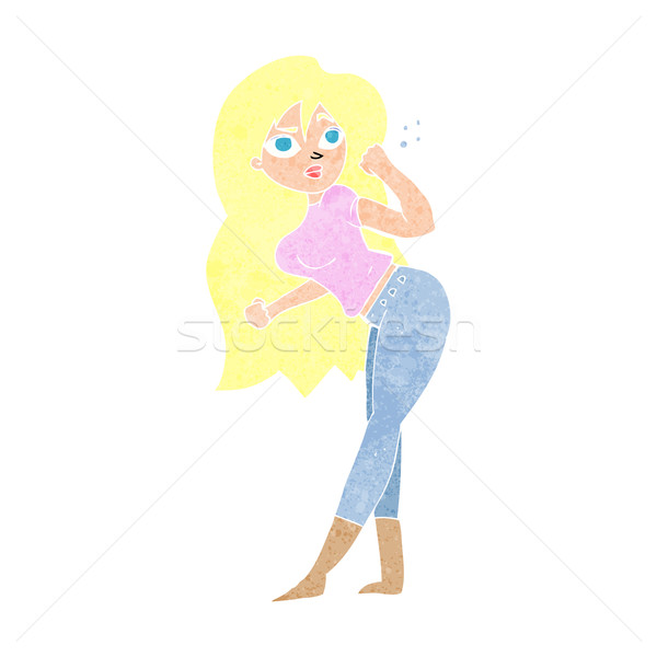 Cartoon vrouw vuist hand ontwerp gek Stockfoto © lineartestpilot