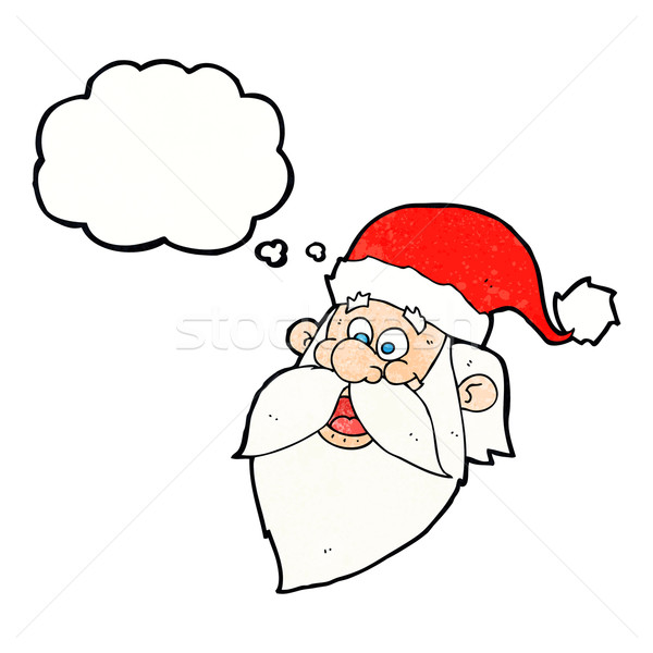 cartoon jolly santa claus face with thought bubble Stock photo © lineartestpilot