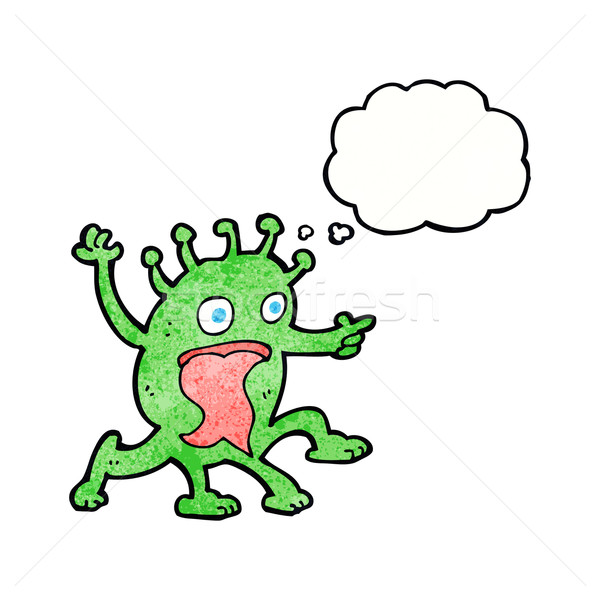 cartoon weird little alien with thought bubble Stock photo © lineartestpilot