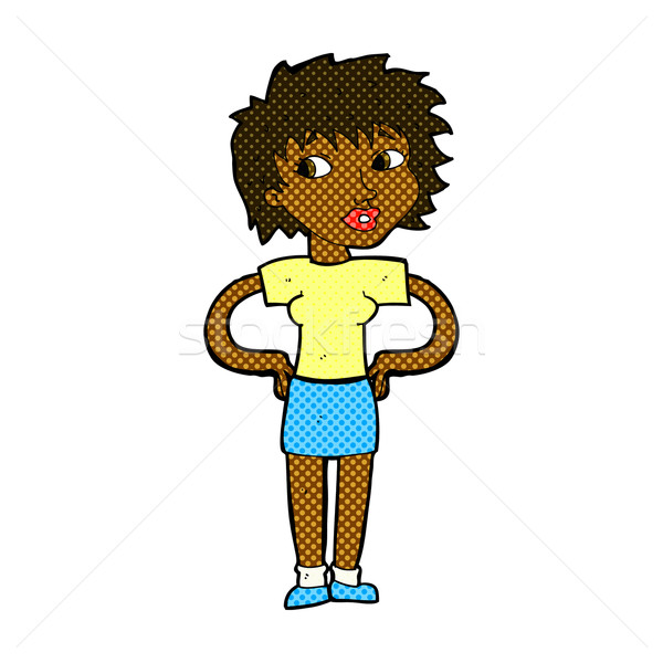 comic cartoon woman with hands on hips Stock photo © lineartestpilot